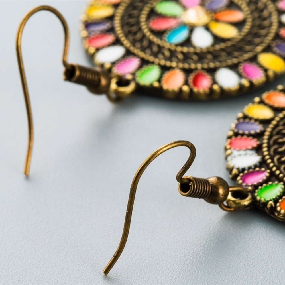 2/$20! Bronze Boho Multi-Color Dangle Earrings - Picture 2 of 8